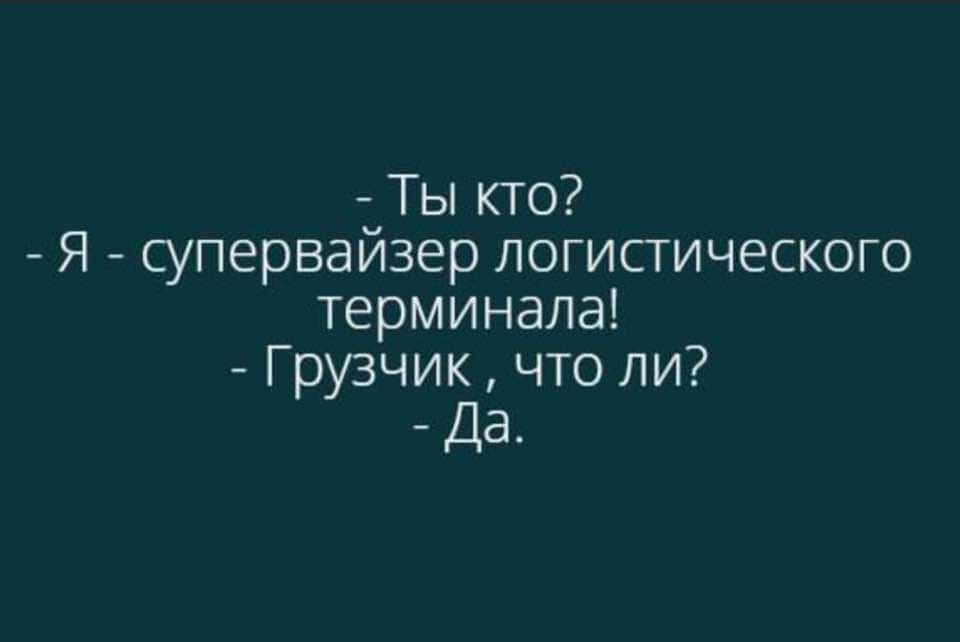 Ты кто Я супервайзер логистического терминала Грузчик что ли Да