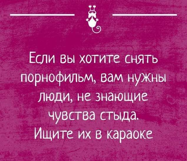 Если вы хотите снять порнофильм вам нужны люди не знающие чувства стыда Ищите их в караоке