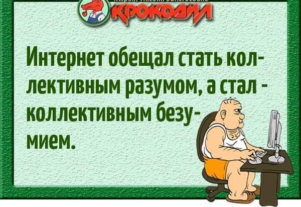 СОВООбВаЙ у Интернет обещал стать кол лективным разумом а стал коллективным безу мием