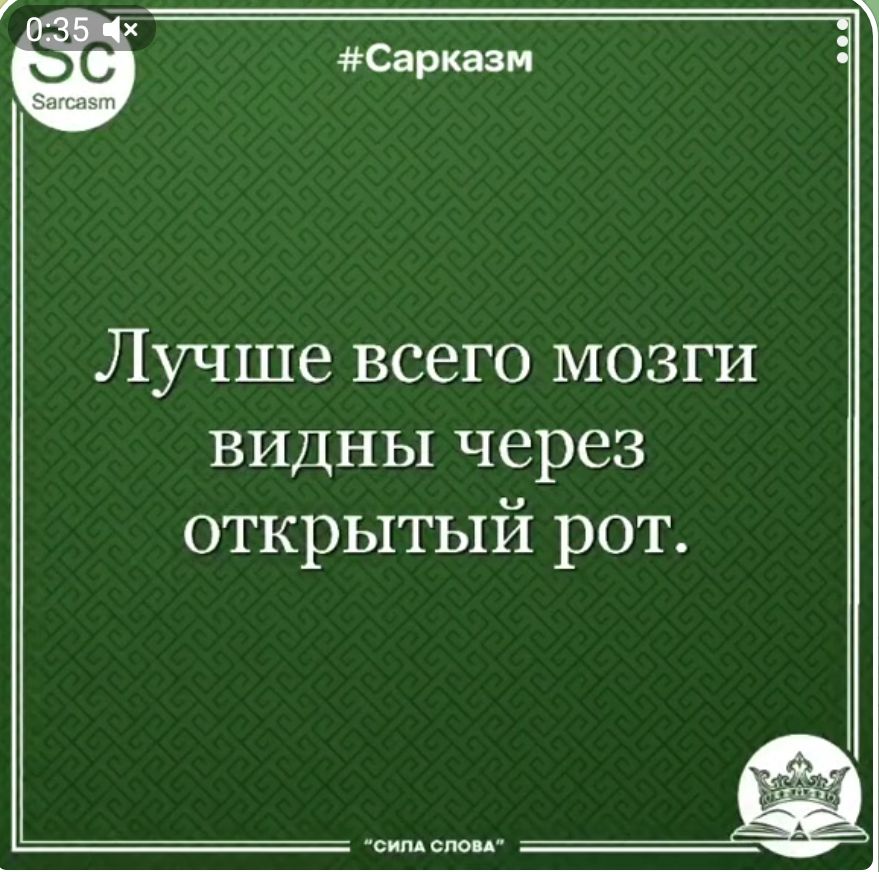 ё Сарказм Ч Лучше всего мозги видны через открытый рот О