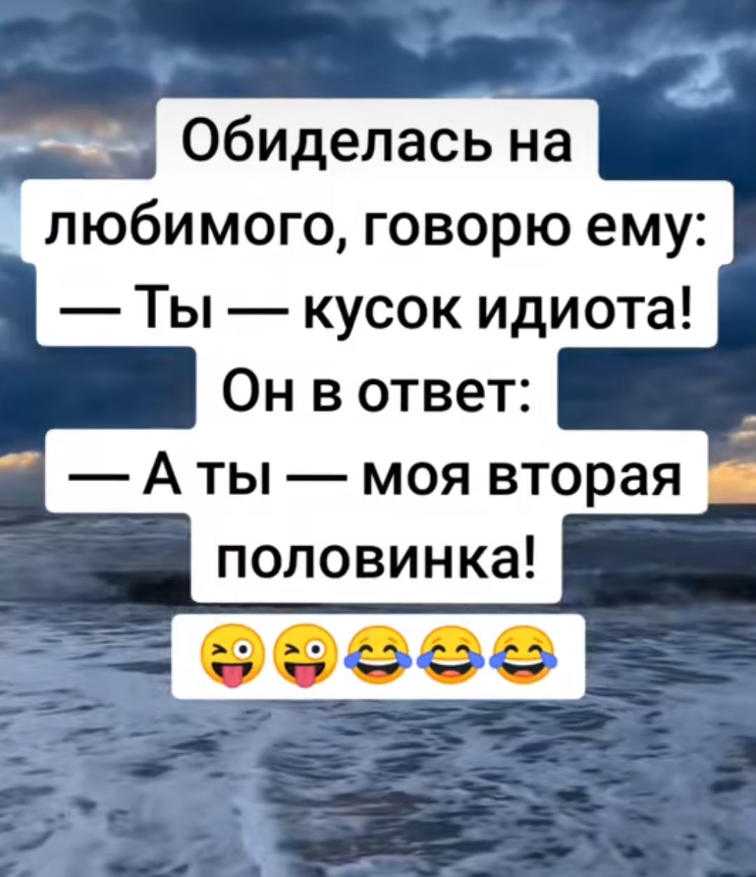 Обиделась на любимого говорю ему Ты кусок идиота Он в ответ Аты моя вторая половинка