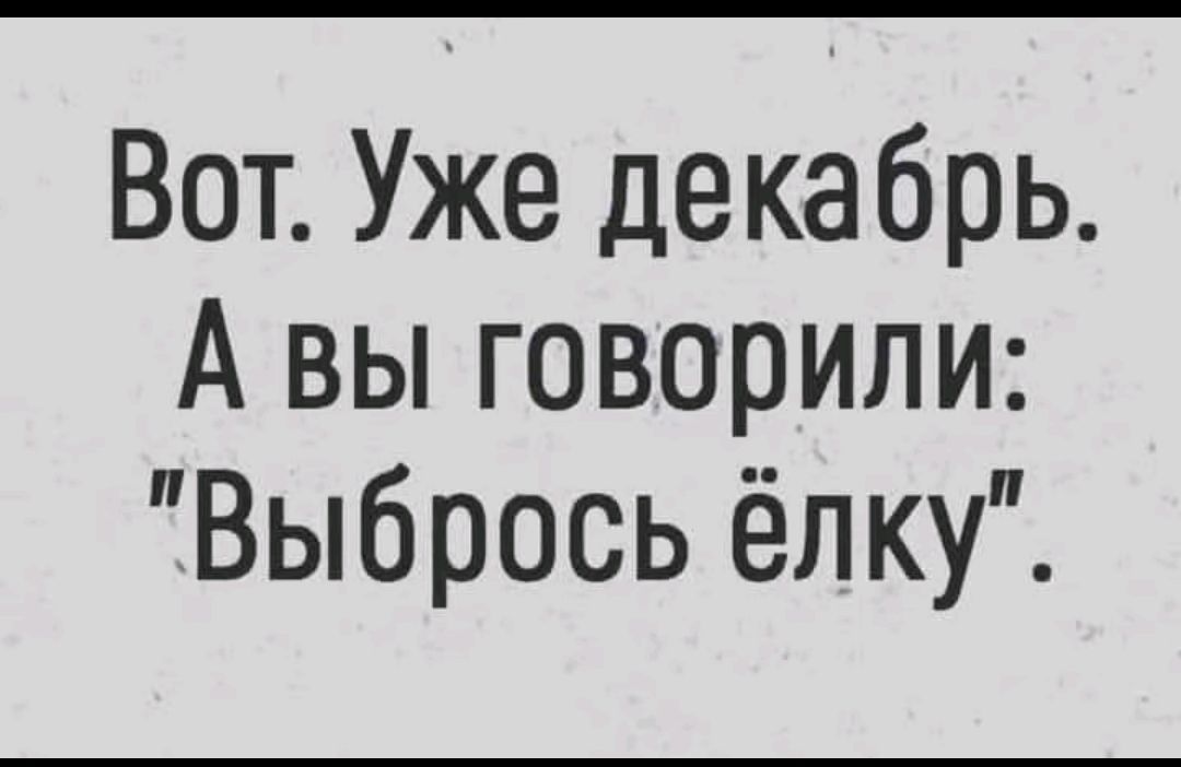 Вот Уже декабрь А вы говорили Выбрось ёлку