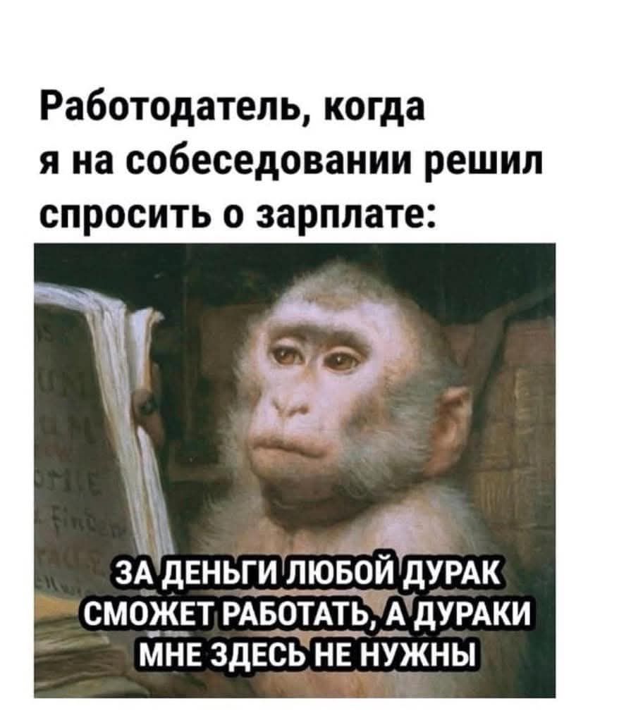 Работодатель когда я на собеседовании решил спросить о зарплате я ЗАДЕНЬГИ ЛЮБОЙ ДУРАК рэм СМОЖЕТ РАБОТАТЬ ДУРАКИ МНЕ ЗДЕСЬ НЕ НУЖНЫ ВАА