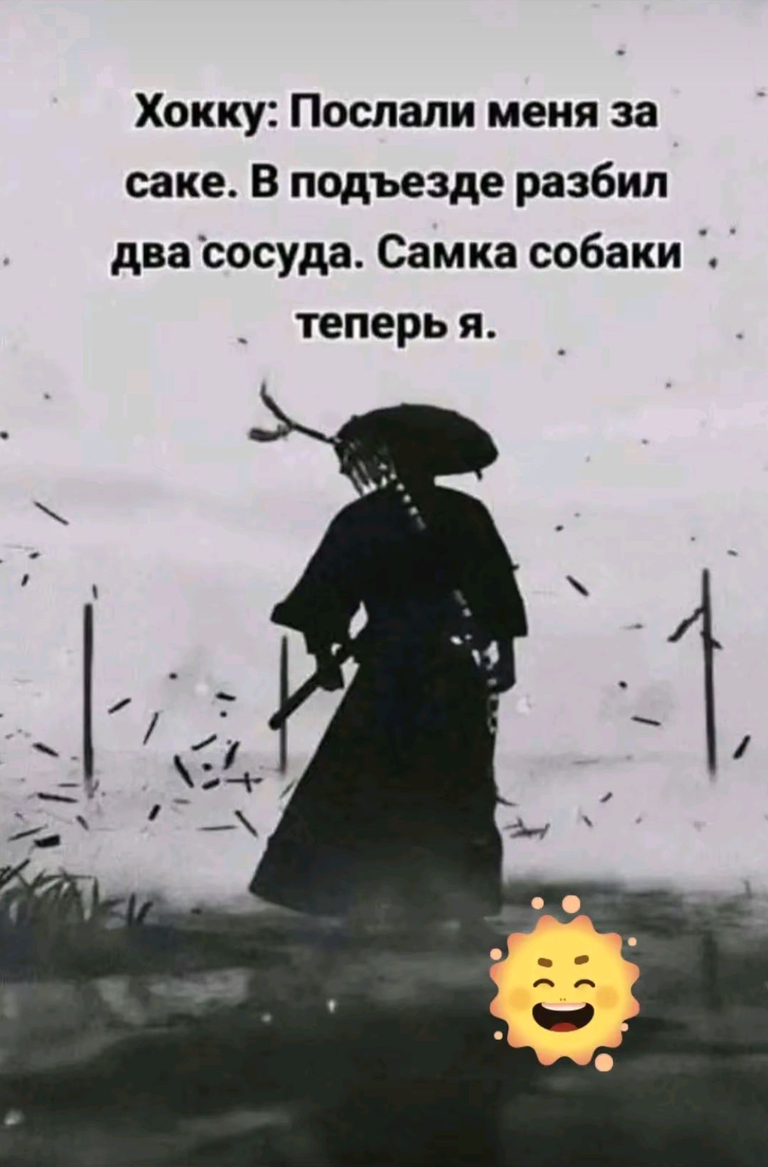 Хокку Послали меня за саке В подъезде разбил два сосуда Самка собаки теперь я