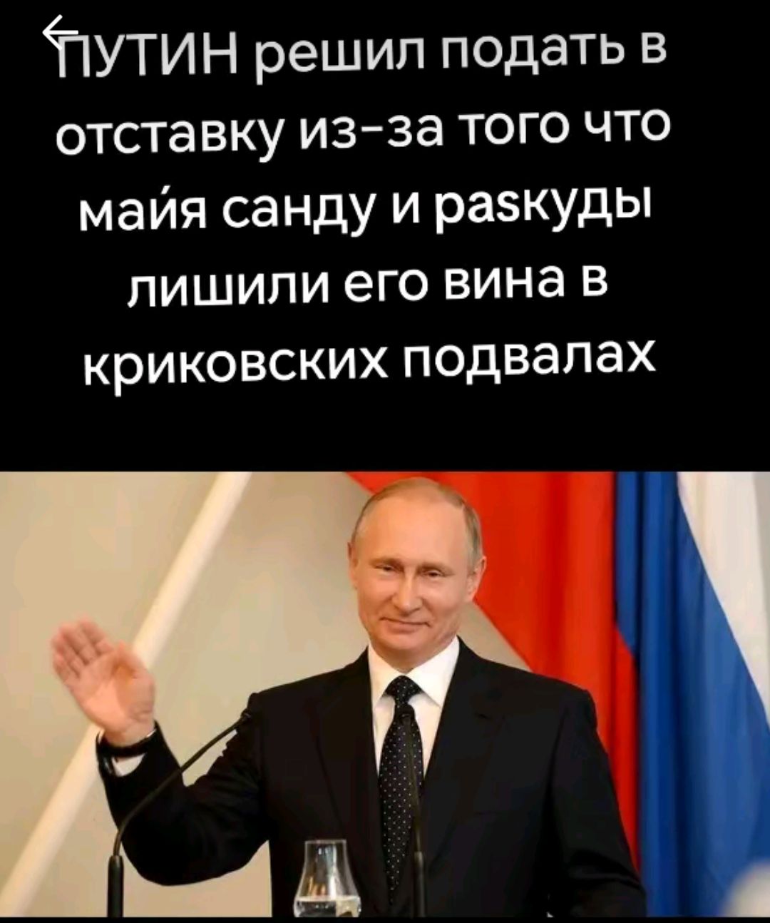 ПУТИН решил подать в отставку из за того что майя санду и разкуды лишили его вина в криковских подвалах