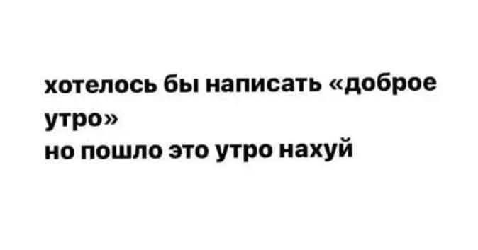 хотелось бы написать доброе утро но пошло это утро нахуй