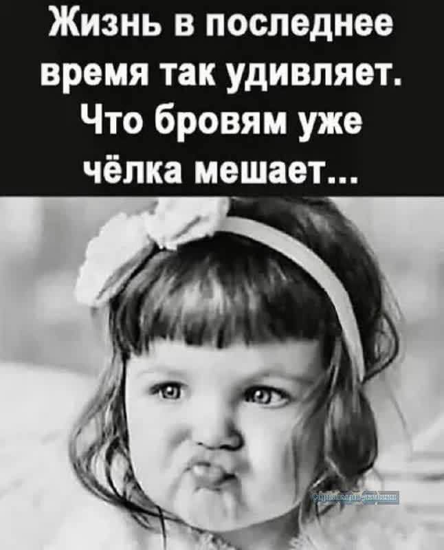 Жизнь в последнее время так удивляет. Что бровям уже чёлька мешает...