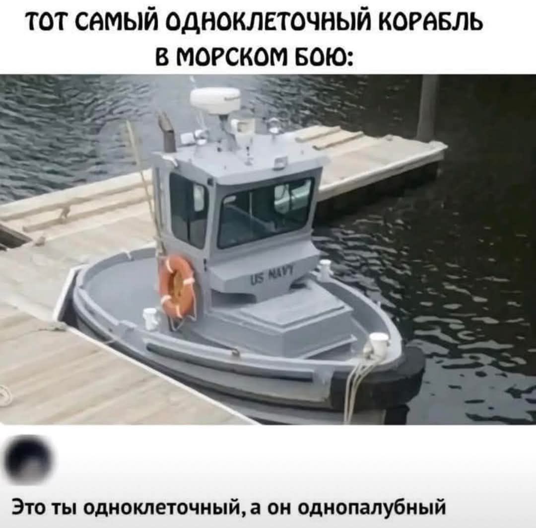 ТОТ САМЫЙ ОДНОКЛЕТОЧНЫЙ КОРАБЛЬ В МОРСКОМ БОЮ:
Это ты одноклеточный, а он однопалубный