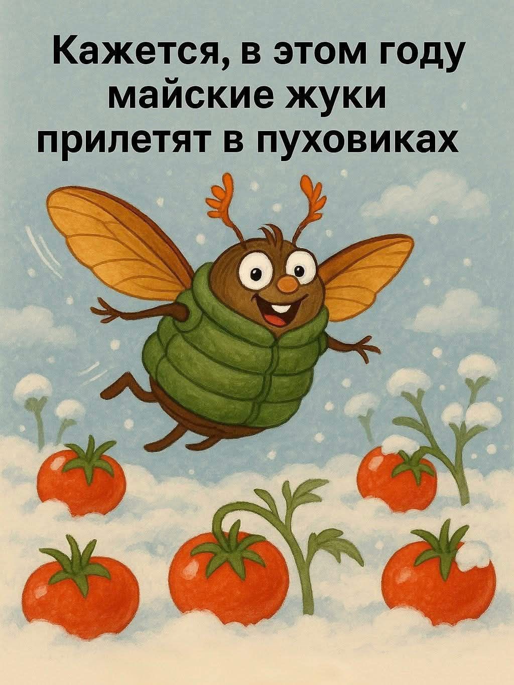 Кажется, в этом году майские жуки прилетят в пуховиках