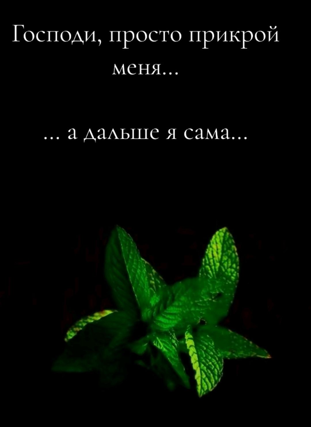 Господи, просто прикрой меня...
... а дальше я сама...