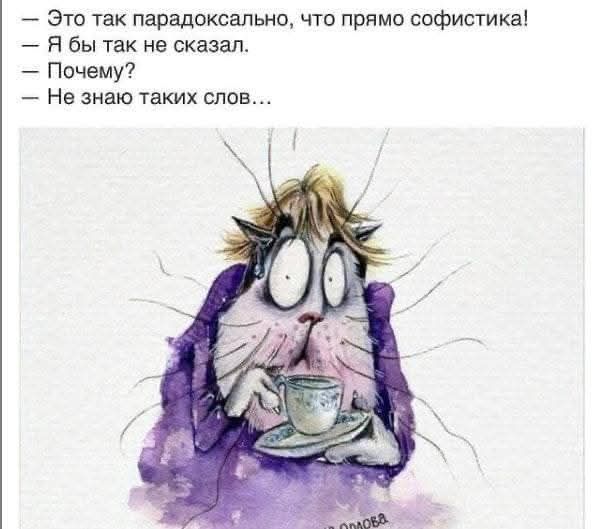— Это так парадоксально, что прямо софистика!  
— Я бы так не сказал.  
— Почему?  
— Не знаю таких слов…