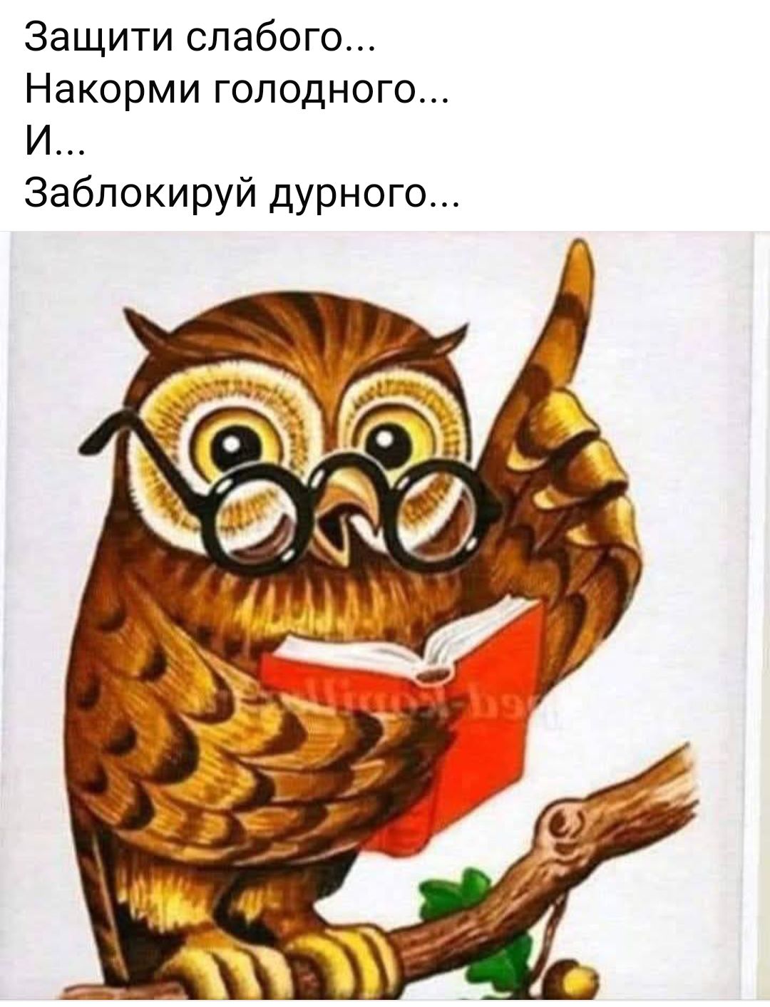 Защити слабого...
Накорми голодного...
И...
Заблокируй дурного...