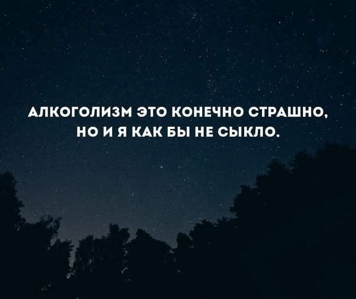 АЛКОГОЛИЗМ ЭТО КОНЕЧНО СТРАШНО, НО И Я КАК БЫ НЕ СЫКЛО.