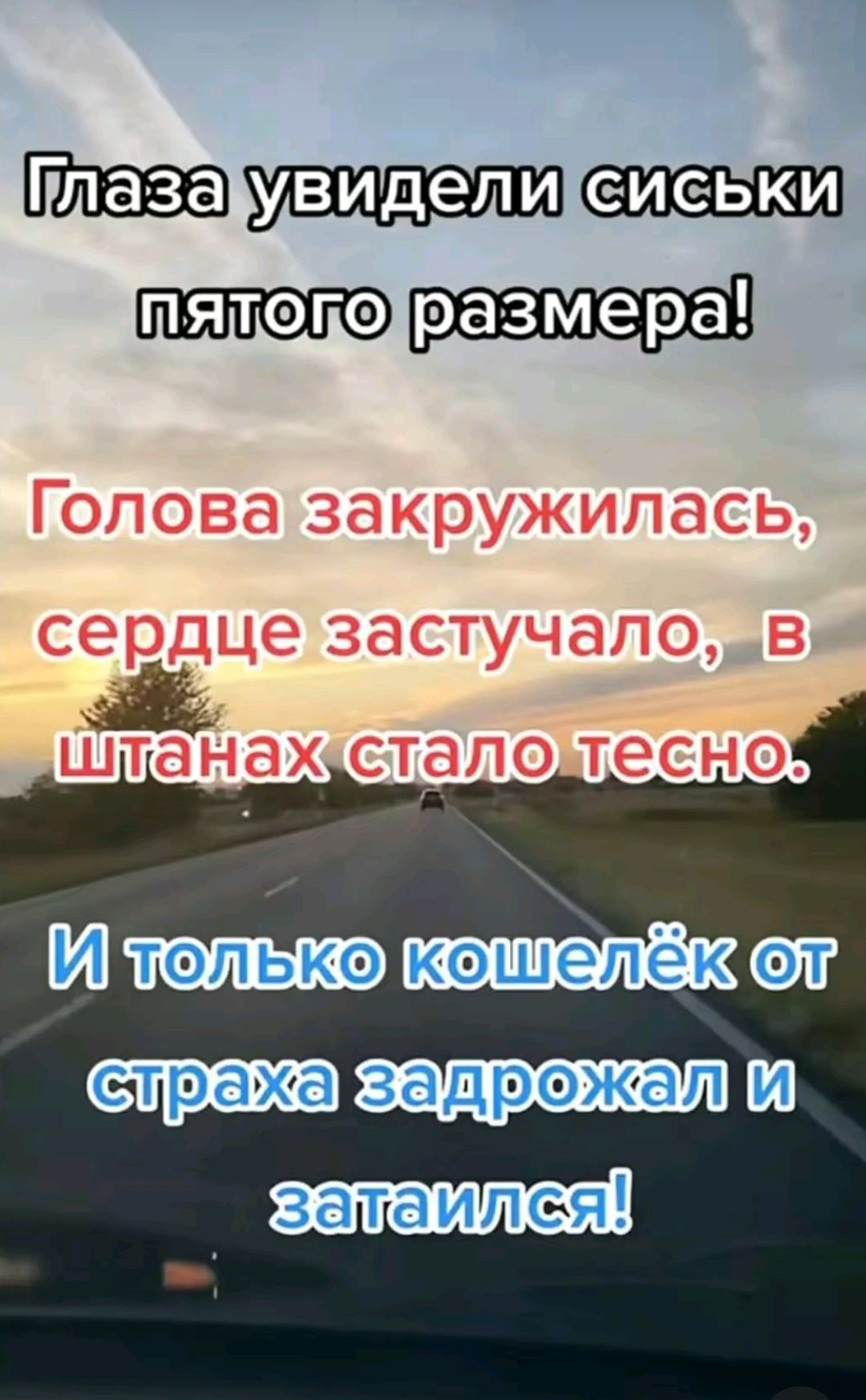 Глаза увидели сиськи пятого размера! Г голова закружилась, сердце застучало, в штанах стало тесно. И только кошелёк от страха задрожжал и затаился!