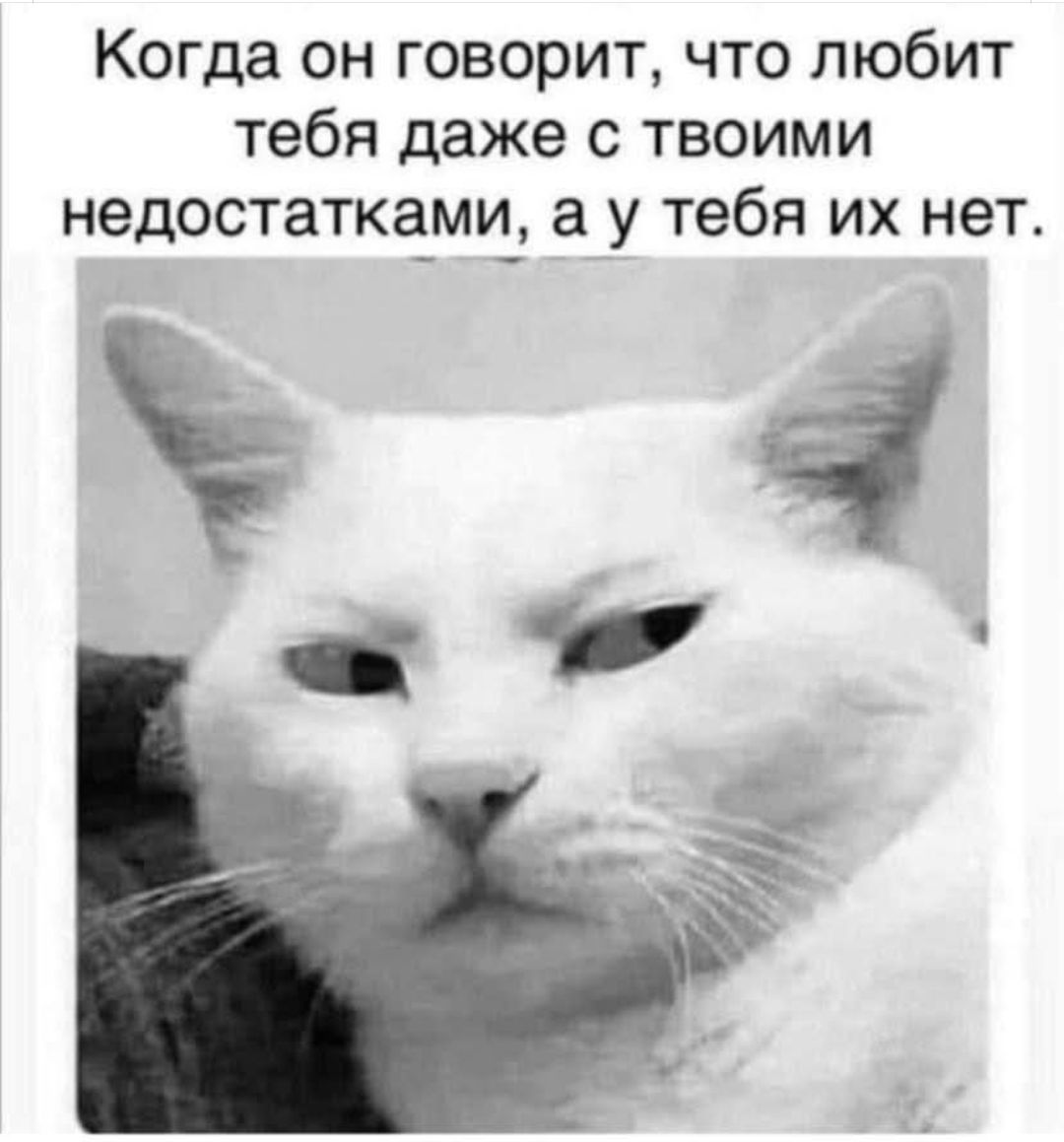 Когда он говорит, что любит тебя даже с твоими недостатками, а у тебя их нет.