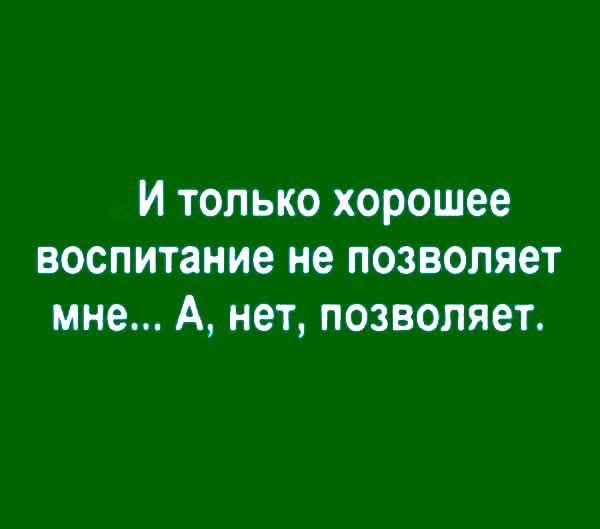 И только хорошее воспитание не позволяет мне... А, нет, позволяет.