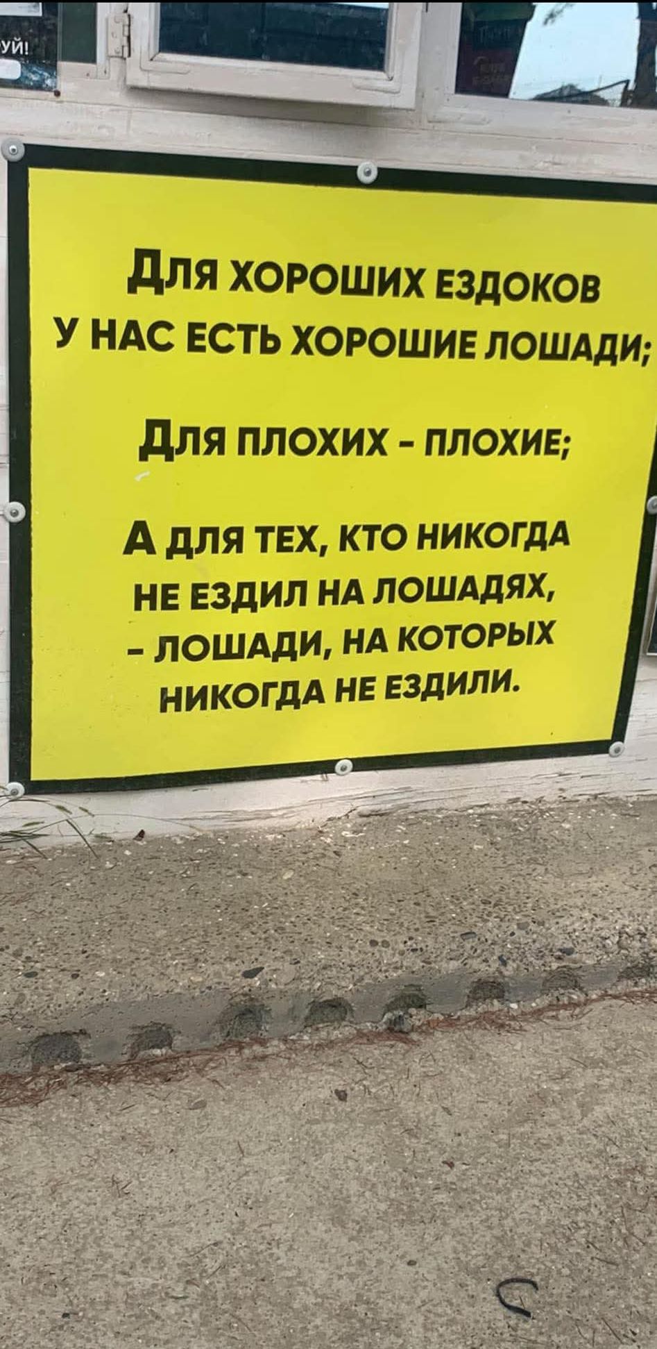 Для хороших ездоков у нас есть хорошие лошади;
Для плохих - плохие;
А для тех, кто никогда не ездил на лошадях, - лошади, на которых никогда не ездили.