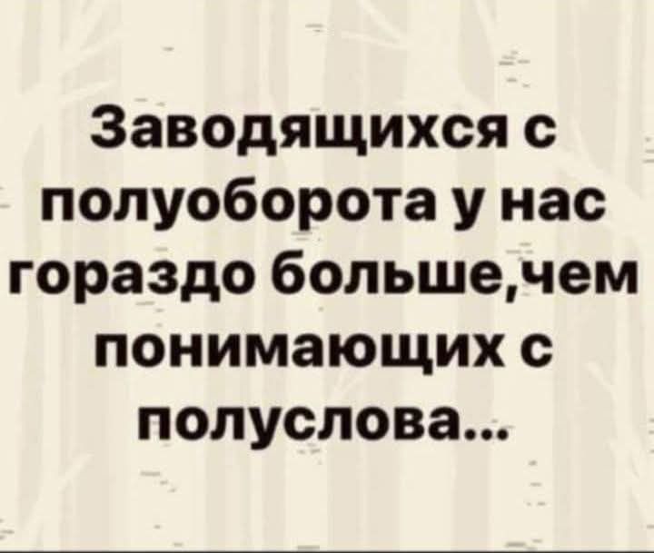 Заводящихся с полуборота у нас гораздо больше, чем понимающих с полуслова...