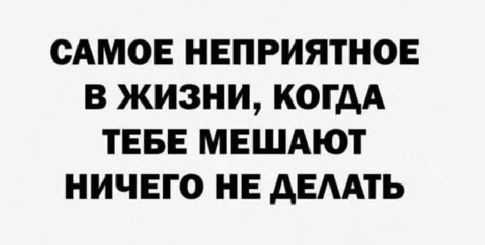 САМОЕ НЕПРИЯТНОЕ В ЖИЗНИ, КОГДА ТЕБЕ МЕШАЮТ НИЧЕГО НЕ ДЕЛАТЬ