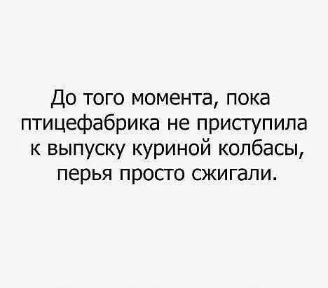 До того момента, пока птицефабрика не приступила к выпуску куриной колбасы, перья просто сжигали.