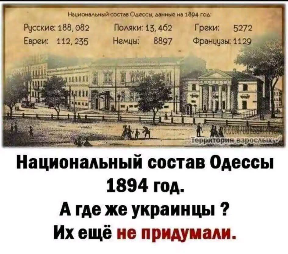 Национальный состав Одессы 1894 год. А где же украинцы ? Их ещё не придумали.