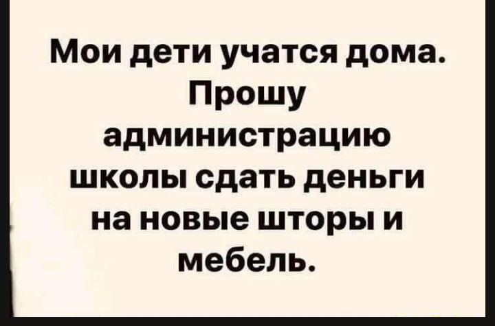Мои дети учатся дома Прошу администрацию школы сдать деньги на новые шторы и мебель