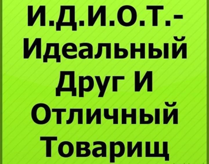 ИдИОТ Идеальный дРУГ И Отличный Товарищ
