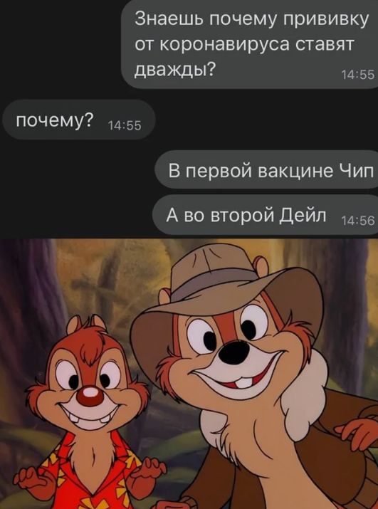Знаешь почему прививку от коронавируса ставят дважды 1455 СдКЁМУ 1455 В первой вакцине Чип А во второй Дейл 1456
