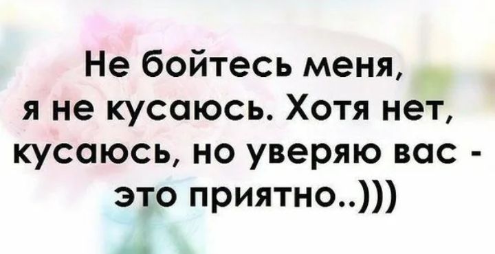 Не бойтесь меня я не кусоюсь Хотя нет кусаюсь но уверяю вск это приятно