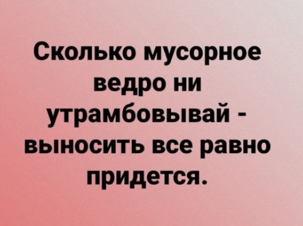 Сколько мусорное ведро ни утрамбовывай выносить все равно придется
