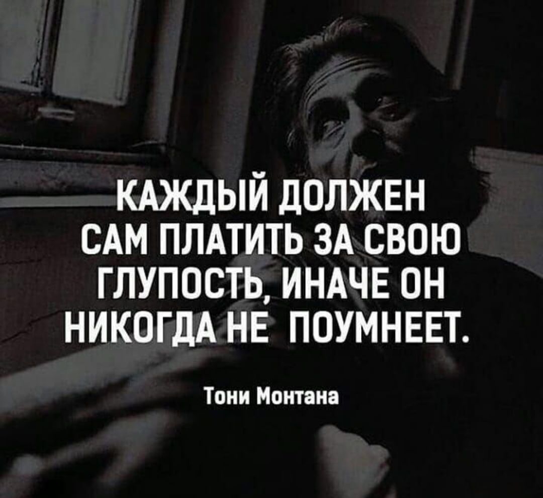 КАЖДЫЙ должен сАм плмить зд свою глупость индчв он НИКОГДА нв поумнввт Тони Монтана