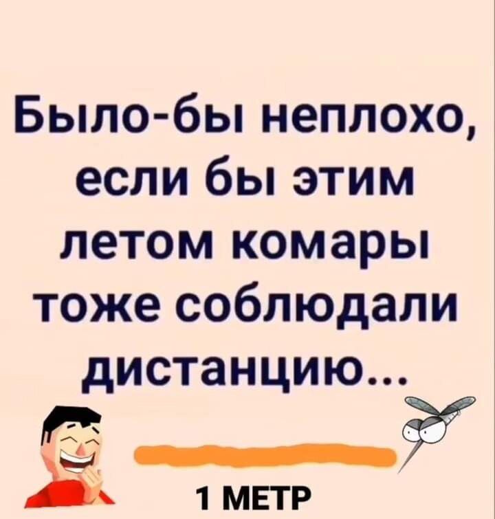Было бы неплохо если бы этим летом комары тоже соблюдали дистанцию 1 МЕТР