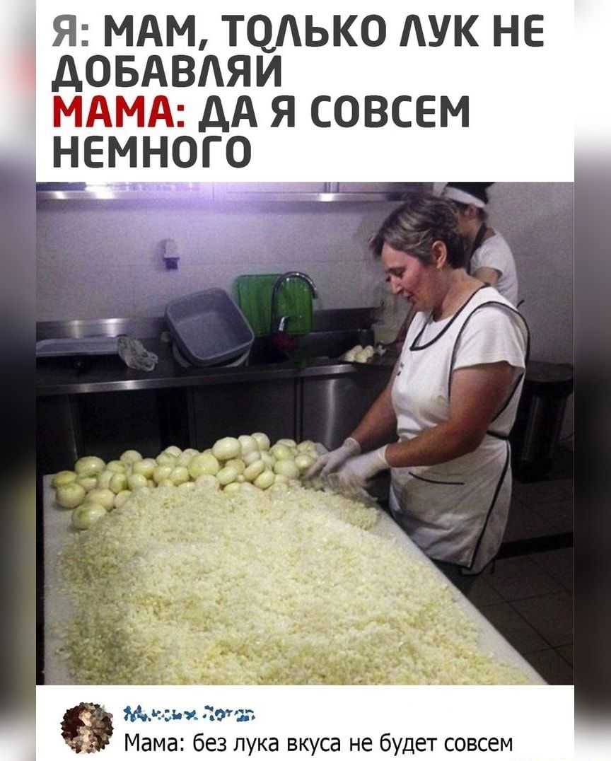 Я МАМ ТОАЬКО АУК НЕ АОБАВАЯИ МАМА ДА Я СОВСЕМ НЕМНОГО жд ПО Мама без лука вкуса не будет совсем