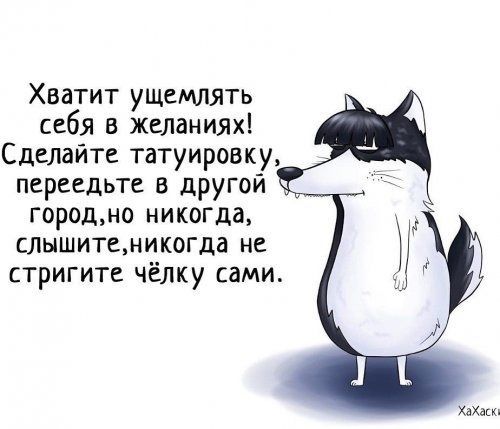 Хватит ущемлять себя желаниях Сделайте татуировку переедьте в другой городно никогда слышитеникогда не стригите челку сами