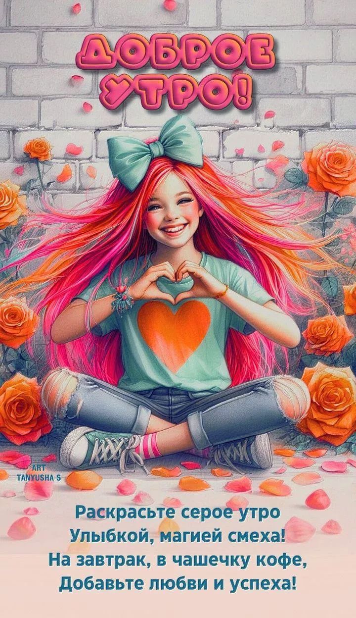 Доброе утро! Раскрасьте серое утро Улыбкой, магией смеха! На завтрак, в чашечку кофе, Добавьте любви и успеха!