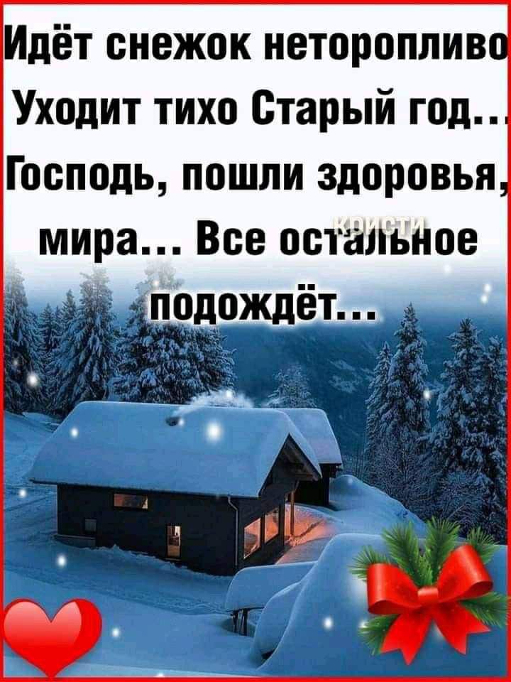Идёт снежок нетороплив Уходит тихо Старый год Господь пошли здоровья мира Все остальное мождёт