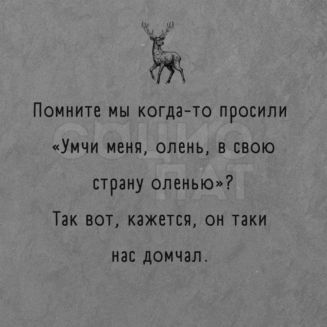 Помните мы когдато просили Умчи меня олень в свою страну оленью Так вот кажется он таки НЗС домчап