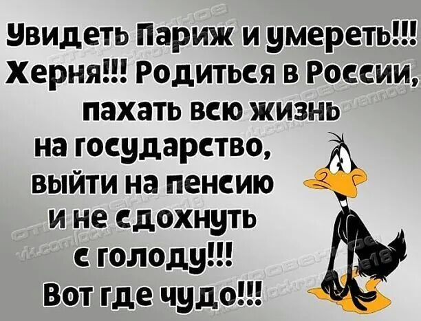 увидеть Париж и умереть Херня Родиться в России пахать всю жизнь на государство выйти на пенсию и не сдохнуть с голоду Вот где чудо