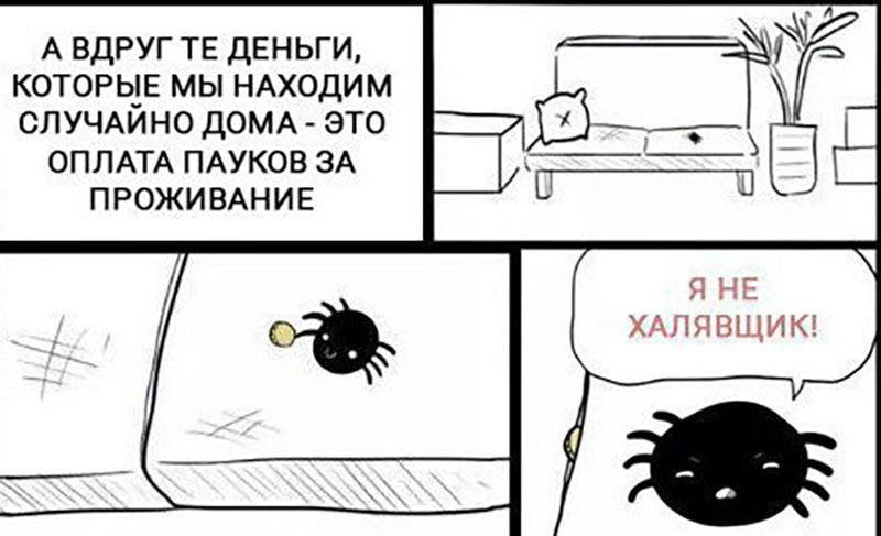 А вдруг ТЕ деньги которьів мы НАХОДИМ ОПЛАТА ПАУКОВ ЗА ПРОЖИВАНИЕ