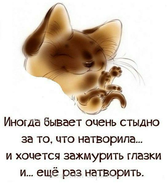Иногда бывает очень стыдно за то что натворила и хочется зажмурить глазки и ещё раз натворить