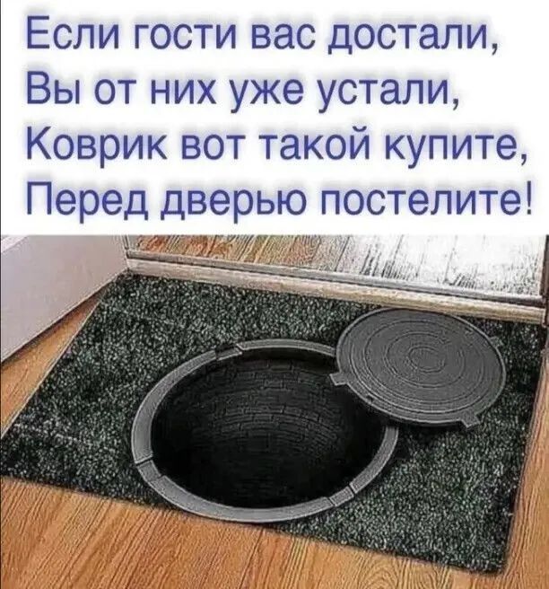 Если гости вас достали Вы от них уже устали Коврик вот такой купите Перед дверью постелите