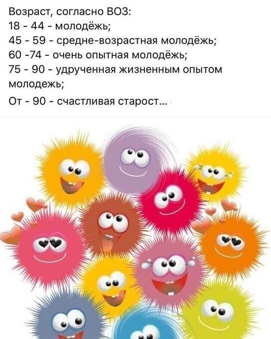 Возраст согласно 503 18 44 молодёжь 45 59 средне возрастная молодёжь 60 74 очень опытная молодёжь 75 90 удрученная жизненным опытом молодежь От 90 счастливая старост