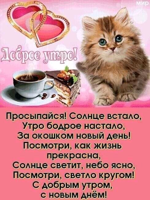 Просыпайся Соднце встсмо Утро бодрое ностодо Зо окошком новый день Посмотри как жизнь прекрасна Соднце светит небо ясно Посмотри светдо кругом С добрым утром с новым днём