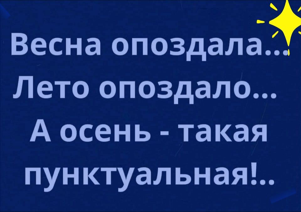 Весна опоздала Лето опоздало А осень такая пунктуальная