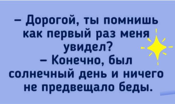 Дорогой ты помнишь как первый раз меня увидел Конечно был солнечный день и ничего не предвещало беды