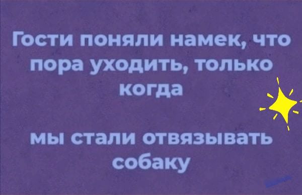 ГОСТИ ПОНЯПИ намек ЧТО пора УХОДИТЬ ТОЛЬКО когда д мы стали ОТВЯЗЫВЗТЬ собаку