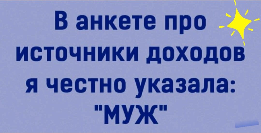 В анкете про источники доходов я честно указала МУЖ