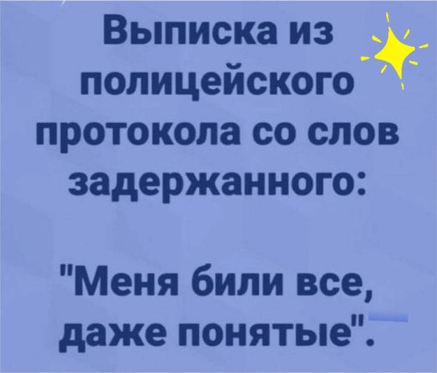 Выписка из _ полицейского протокола со слов задержанного Меня били все даже понятые _