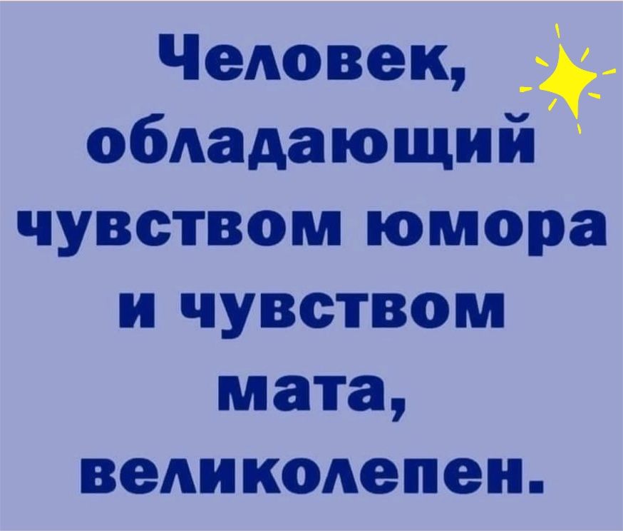 ЧеАовек ___ обАадающий чувством юмора и чувством мата ведикодепен