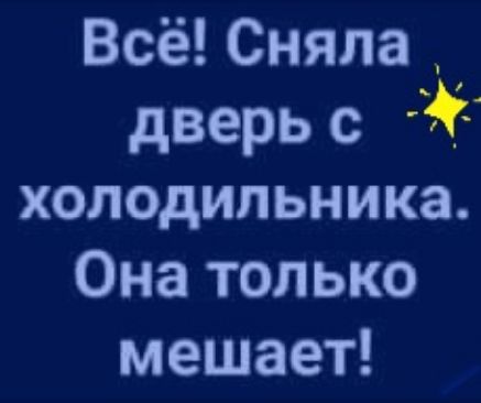 Всё Сняла дверь с холодильника Она только мешает